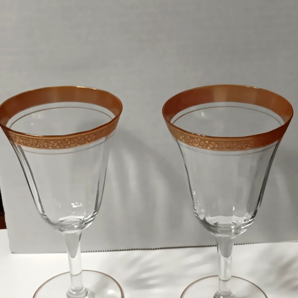 Vintage Tiffin Crystal & Gold Rim Glasses